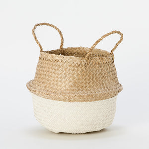 Belly Basket White Dipped Natural Seagrass
