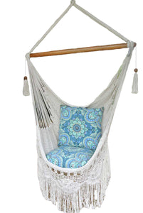 Front view of the Byron white hanging chair