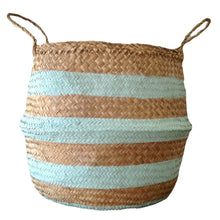 Seagrass Basket Aqua Stripe Natural Seagrass