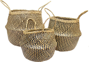 Belly Basket Natural Seagrass/Black Weave Zig Zag