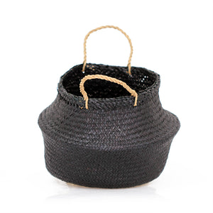 Belly Basket Black Dyed Seagrass - Large 35cm