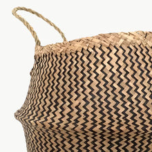 Belly Basket Natural Black Paper Weave 35CM Large