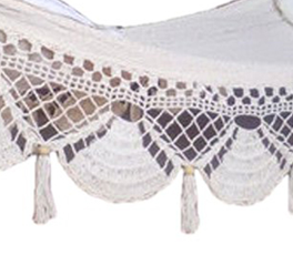 Closeup view of the Bondi white hammock fringe