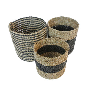 Black plant baskets set of three in small medium and large sizes