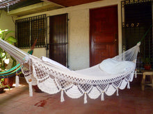 Bondi white hammock styled with cushions