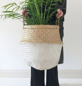 Belly Basket White Dipped Natural Seagrass