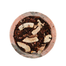 Detail view of chocolate coconut chai loose leaf tea