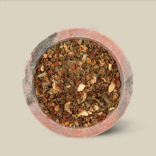 Detail view of leaves of yoga loose leaf tea