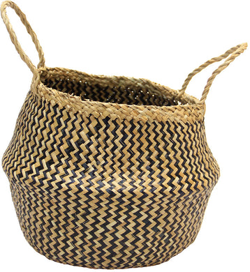 Belly Basket Natural Seagrass/Black Weave Zig Zag