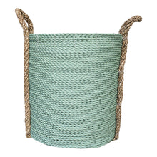 Front view of the medium sage green large planter baskets