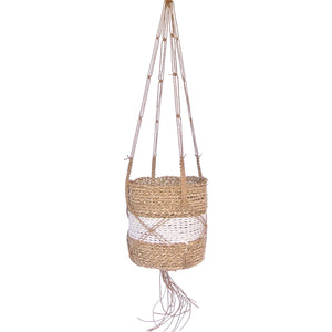 Baskets for hanging plants natural with white stripe full view