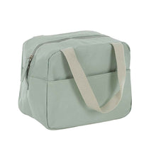Front view of the sage green insulated cooler bag