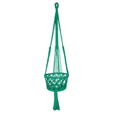 Green macrame plant holder full view of the single size