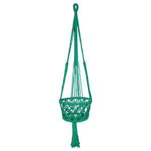 Green macrame plant holder full view of the single size