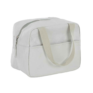 Front view of the grey insulated cooler bag