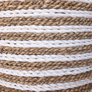 Detail of handmade weave of the large size mixed white large baskets