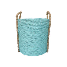All aqua large storage basket in medium size front view