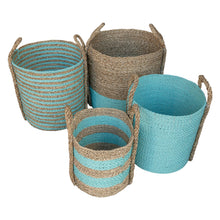 Set of four aqua large baskets top view