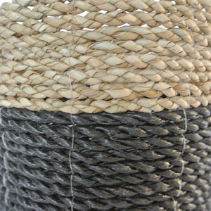 Closeup view of the handwoven mixed small black basket