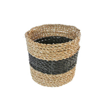 Front view of the small black basket