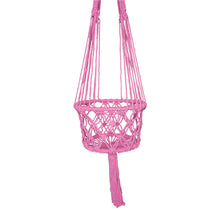 Pink macrame plant hangers single size detail view of weave