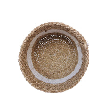Baskets for plants natural with white stripe inside view of small size