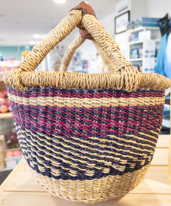 purple basket for easter egg hunt