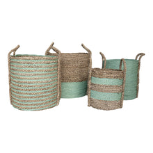 Set of four mint green large baskets