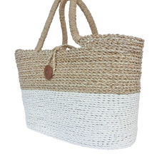 Side view of the white basket bag