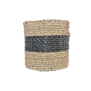 Front view of small black basket for indoor plants