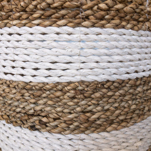 Small size mixed white large basket detail of handmade weave