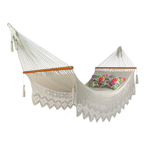 Noosa luxury boho hammock styled with cushions