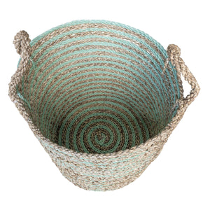 Top view of the green stripe large storage basket