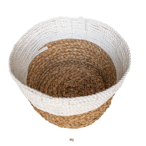 Top of the small white natural round wide basket