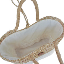 Top view of the white basket beach bag
