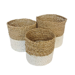 White planter baskets set of three small baskets