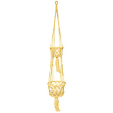 Yellow macrame plant holder full view of the double size